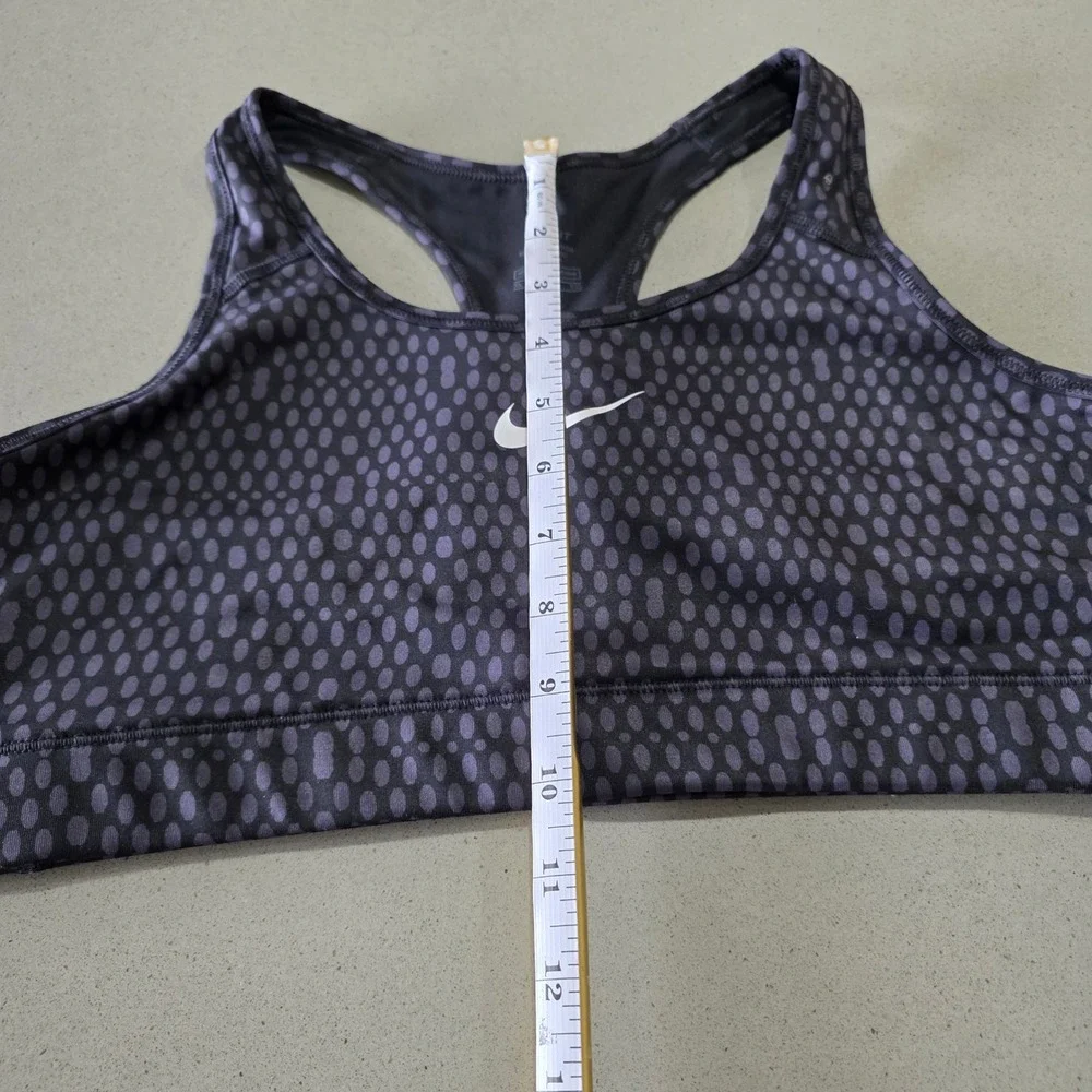 Nike Dri-FIT‎ Womens XL Black Grey Polka Dot Racerback Sports Bra Compression